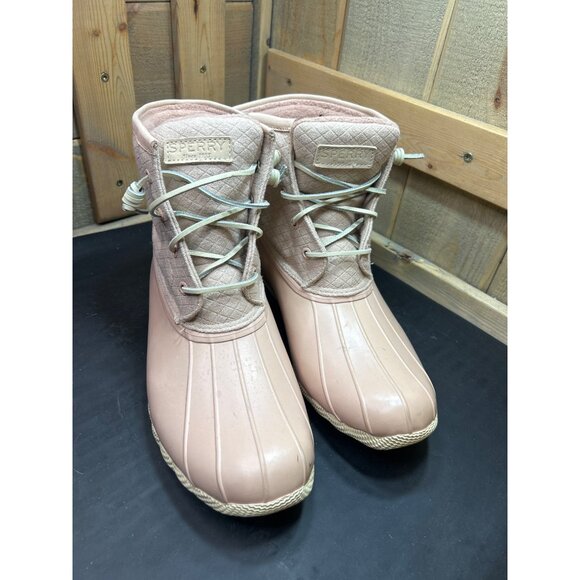 Sperry Womens Saltwater Duck Boots Size 10 Pink Quilted 3M Thinsulate Water-Resi - Picture 3 of 11